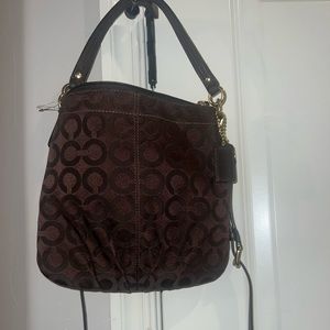 COACH dark brown double handle crossbody purse